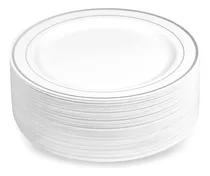 Comprar Platos Grandes Desechables Elegantes Plástico Para Fiesta ,circulares Reutilizables Premium 50 Piezas, Aspecto De Porcelana, Resistentes Y Duraderos