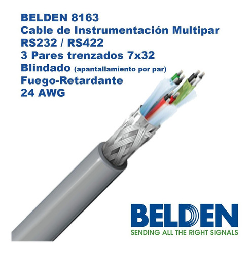 Belden 8163 Cable Instr. 3 Pares Blindados 24awg Rs232 Rs422