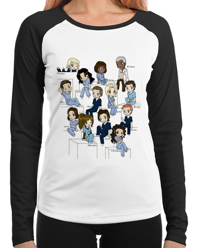 Baby Look Raglan Grey's Anatomy Personagens Longa