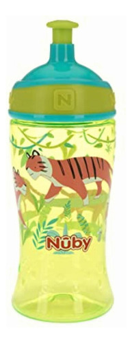 Nuby Printed Kids Pop Up Sipper Water Bottle, Colors May Color Multi