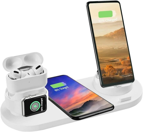 Qi Estación Carga Rápida 6en1 10w P/ 2 iPhone,iwatch,AirPods