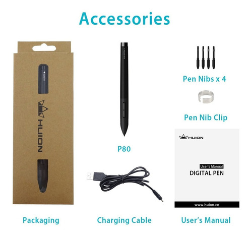 Imagen 4 de 5 de Huion P80 Pluma Recargable Digitalizador Graphics Tablet