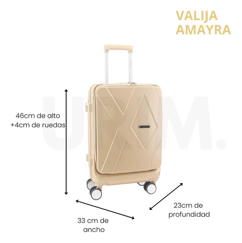 Valija Carry On Porta Notebook De Cabina 20p Amayra Viajes Dorado Claro Lisa