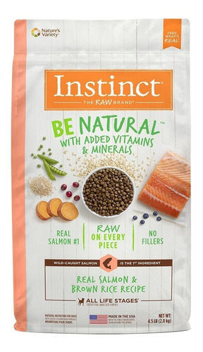 Alimento Instinct Be Natural para perro adulto todos los tamaños sabor salmón y arroz en bolsa de 4.5lb