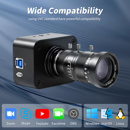 Cámara Usb 4k Mokose Con Enfoque Manual, Webcam Usb3.0 Con