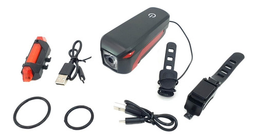 Luces 350lmpara Bicicleta Delantera Con Pito+luz Trasera Led