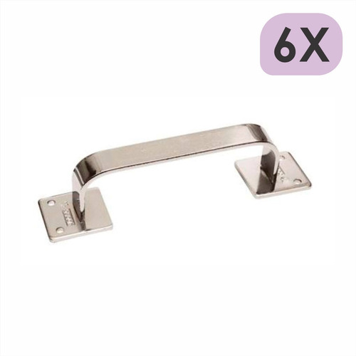 Imagem 1 de 4 de Kit 6 Puxador Alça Metal Para Porta Portão Sobrepor 14cm