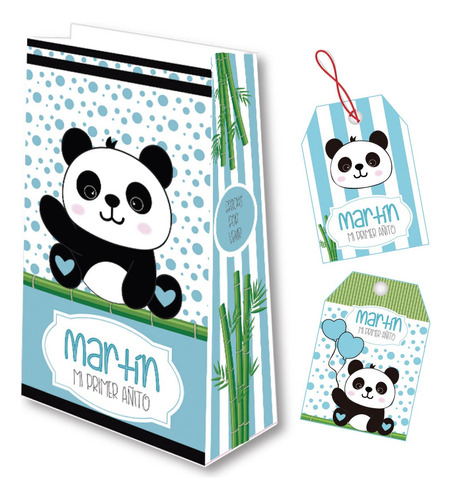 Kit Imprimible Personalizado Candy Bar Panda Celeste