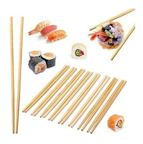 Palitos De Sushi Re-utilizables Bambú Pack 10 Pares K-trina 