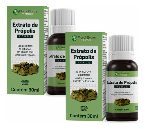 Extrato Própolis Verde Puro Em Gotas - Kit 2x 30ml Cada Sabor Natural