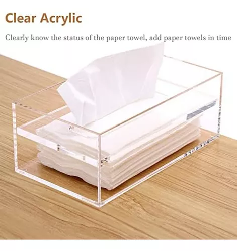  Caja de pañuelos de acrílico transparente con tapa, dispensador  de pañuelos faciales para encimera, contenedor de hojas de plástico  transparente, organizador de servilletas para baño, cocina, hogar, : Hogar  y Cocina