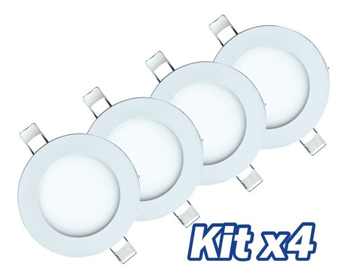 Kit X 4 Panel Led Redondo Fullwat Incrustar  6w 6500k 