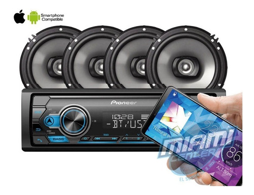 Combo Radio Pioneer Bluetooth+4 Parlante De 16cm/miamicenter