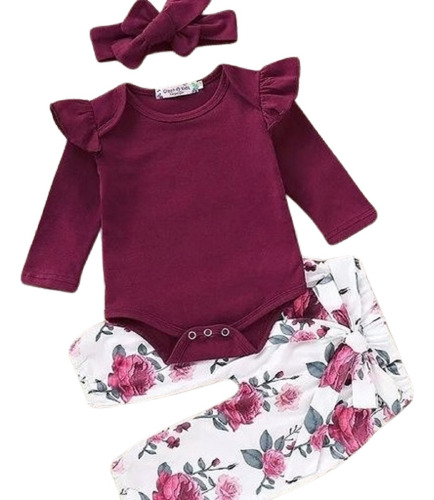 Conjunto Ropa Nilñas Bebe Body Pantalon Floreado Importado 