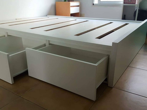 Cama Box Con 6 Cajonesmelamina Blanca P/colchon 1.60mt