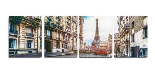 Set De 4 Cuadros Canvas Vista Torre Eiffel Paris Decorativos