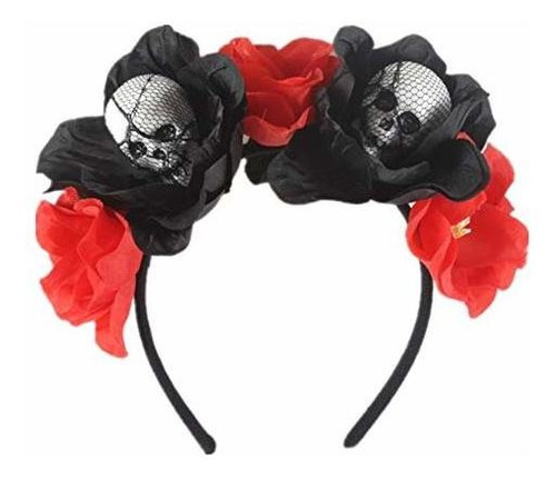 Diadema Calavera Con Flores Para Halloween.