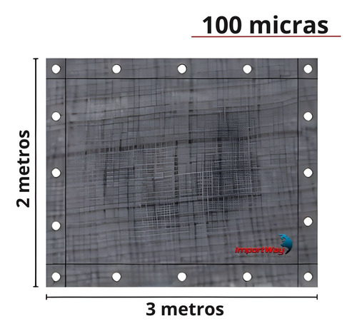 Lona Plástica Impermeável 3 X 2 Metros Cinza 100 Micras
