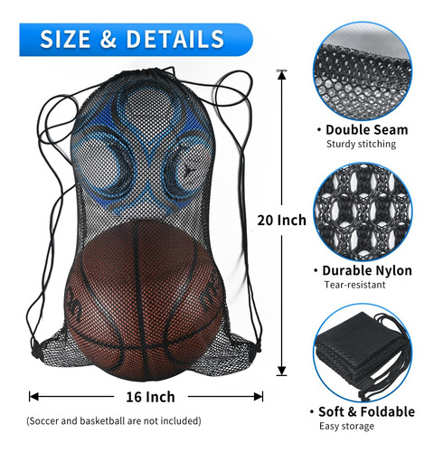 Bolsa De Malla Con Cordón 40 X 50 Cm Resistente Para Deporte