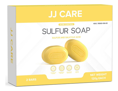 Jj Care Jabon De Azufre De 4 Onzas Para Acne, Paquete De 2 E