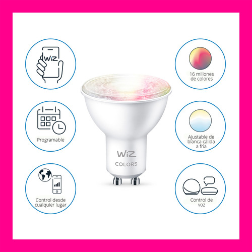 Imagen 4 de 10 de Foco Inteligente Led Wifi Wiz Color 4.9w Gu10