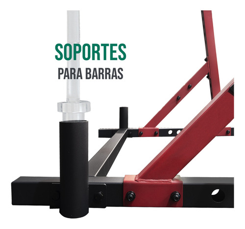 Power Rack Poder Sentadillas Dominadas Pull Ups Tayga Estructura Rojo Tapizado Negro