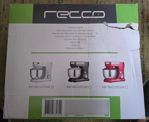 Batidora De Pie Recco Rbp-biscotto 600w Blanco 4l