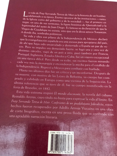 Fray Servando Teresa De Mier Confesiones De Un Guadalupano (Usado)