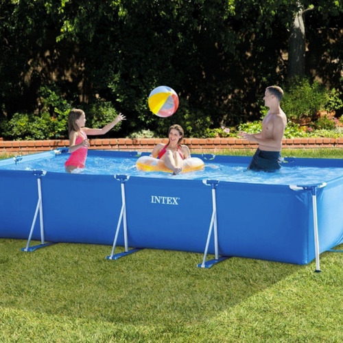 Imagen 5 de 5 de Alberca estructural rectangular Intex 28273 con capacidad de 7127 litros de 450cm de largo x 220cm de ancho azul diseño mosaico