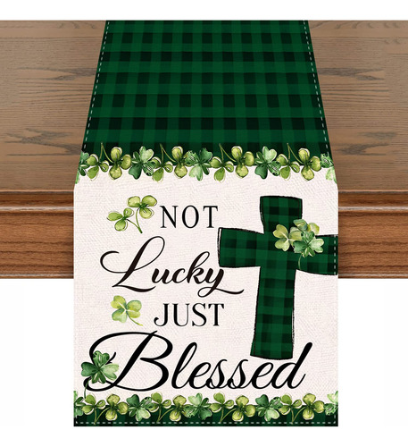 Camino Mesa Happy St Patrick's Day 13 X 72  Trebol Arpillera