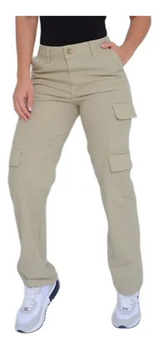 Pantalon De Drill Con Bolsillos Para Mujer