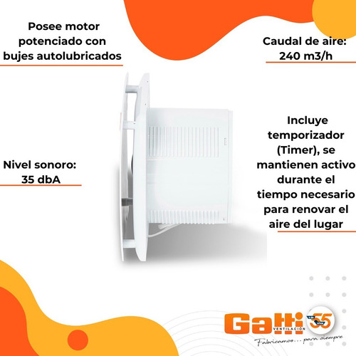 Extractor De Aire Baño/cocina 6 (15 Cm) Gris C/ Timer