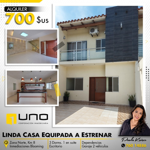 Imagen 1 de 14 de Linda Casa Equipada En Alquiler, Zona Norte