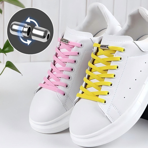Cordones Elasticos Ajustables Para Zapatillas Adultos Niños Blanco