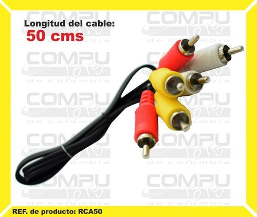 Cable Rca Calidad Estándar M-m 50cm Ref: Rca50 Computoys Sas