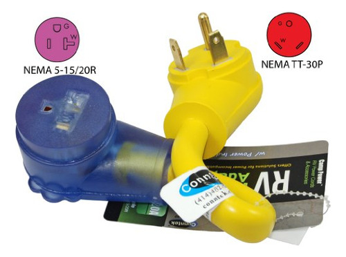 Adaptador Rv 30a A 15/20a, Amarillo Y Azul