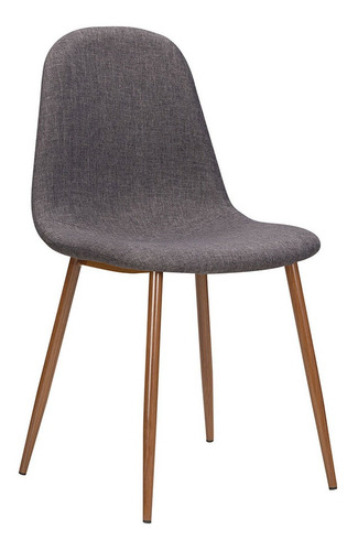 Imagen 5 de 10 de Silla Comedor Retro Tapizada Gaia Coelle Nogal - Gris Oscuro