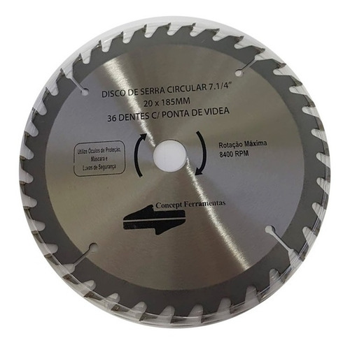 Imagem 2 de 4 de Disco De Serra Circular 7.1/4 20x185mm 36 Dentes Ponta Videa