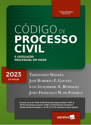 Código De Processo Civil E Legislação Processual Em Vigor - 54ª Edição 2023 - Novo