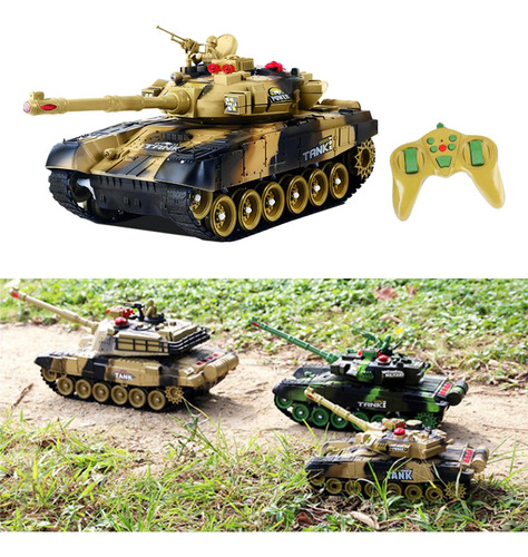 13 Rc Tanque De Modelo De Coche Con Luz De Sonido Marrón