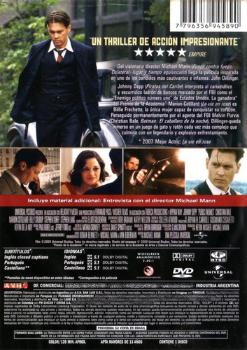 Enemigos Públicos ( Johnny Depp ) Dvd Original (Usado)