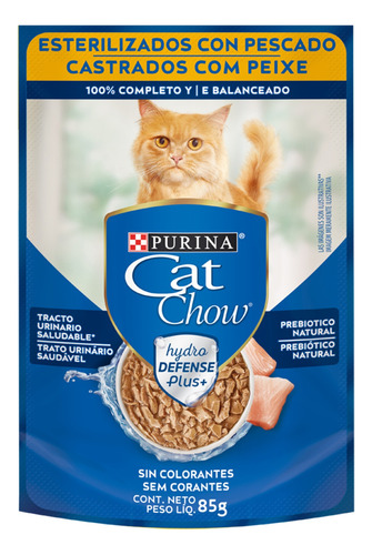 Cat Chow Purina Humedo Gato Castrados Caja X 15u Pescado 