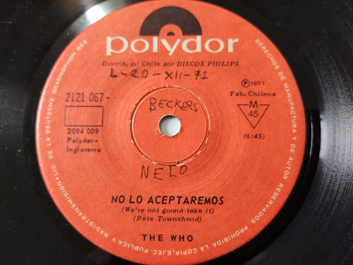 Vinilo Single The Who  No Lo Aceptaremos 