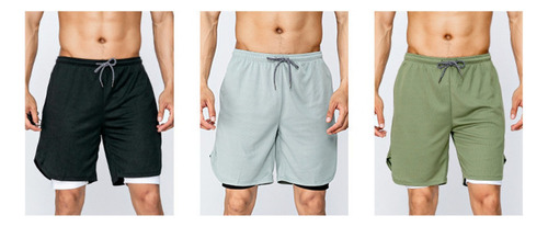 Pantalón Corto Doble 2 En 1 Hombre Toalla Gimnasio Bermuda