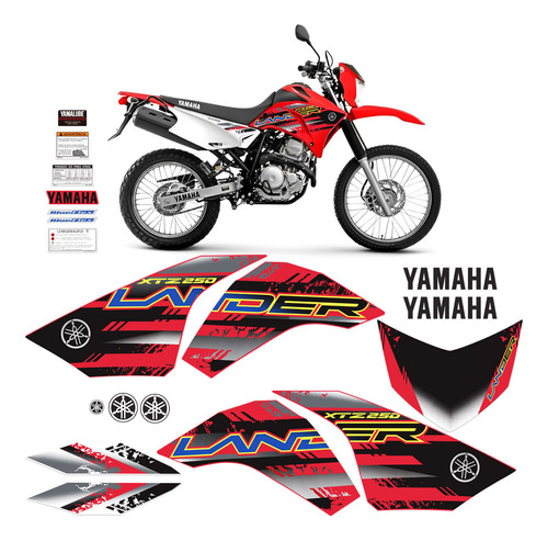 Adesivos Para Yamaha Lander Xtz 250 2018/2019 Moto Vermelha