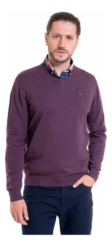 Sweater Cuello V  Color Lila