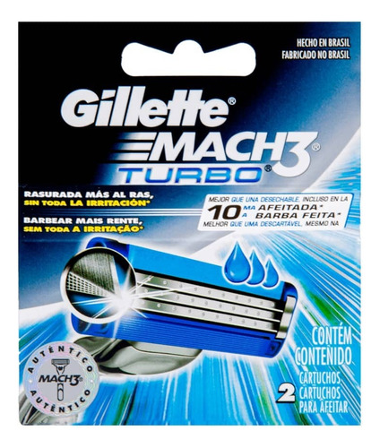 Cartuchos Gillette Mach 3 Turbo X 2 Unidades