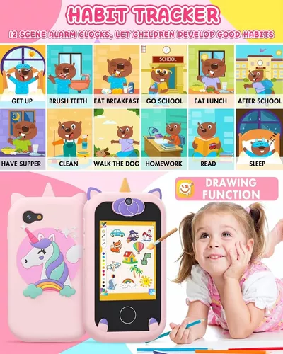 Teléfono inteligente de juguete para niños, regalos y juguetes para niñas y  niños de 3 a 8 años, teléfono de juguete de unicornio falso con