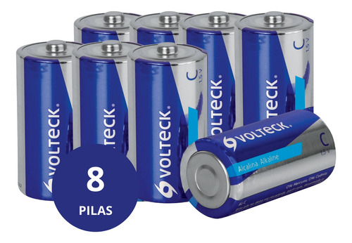 Blíster Con 8 Pilas Baterias Alcalinas Tamaño C, Volteck