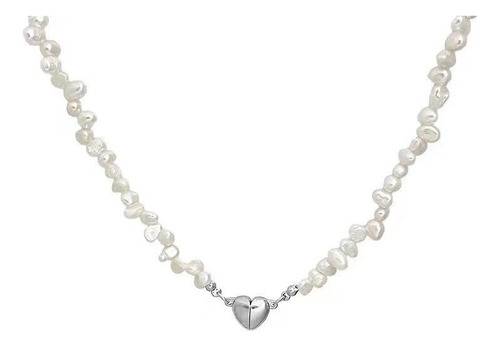 Collar Perlas De Agua Corazon Imantada + Estuche Gamushop